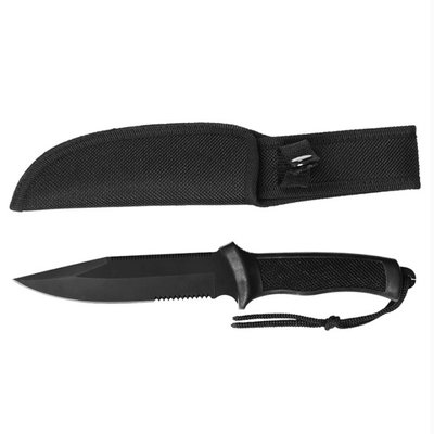 Нож с прорезиненной ручкой черный нержавеющая сталь Mil-Tec Германия 15358002 фото