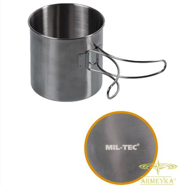 Кружка со складной ручкой, 800 ml. стальной нержавеющая сталь Mil-Tec Германия 14602800 фото
