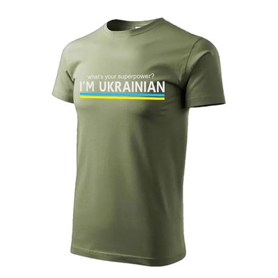 Футболка i'm ukrainian (superpower) олива пенье/стрейч-коттон UA Y000013B фото