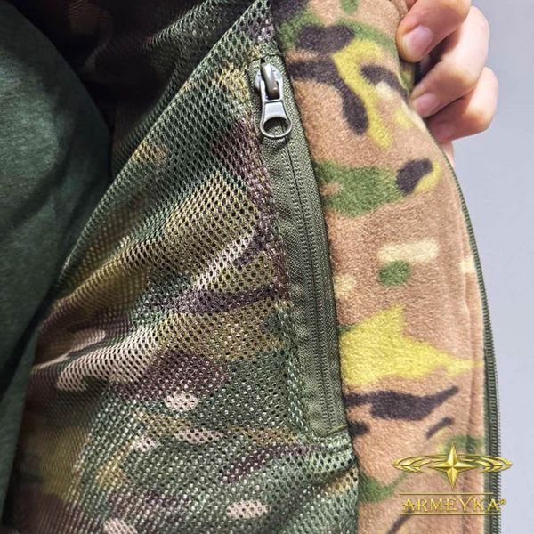 Тактична флісова кофта зі знімним капюшоном та мембранними вставками Softshell, multicam (UA)