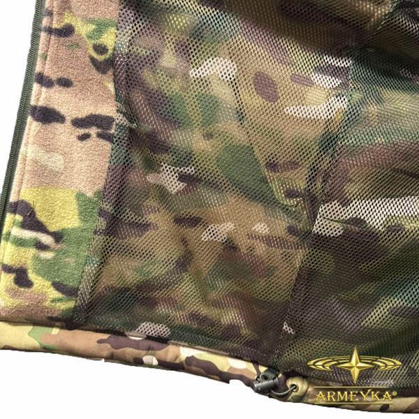 Тактична флісова кофта зі знімним капюшоном та мембранними вставками Softshell, multicam (UA)