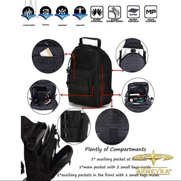 Сумка тактическая sling bag multifunctional 4l. (dalley) черный оксфорд PRC