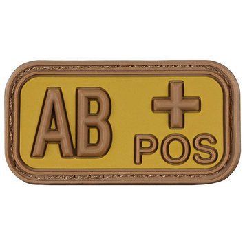 Патч група крові "AB+ POS" 3D гума, койот. MFH, Німеччина, оригінал