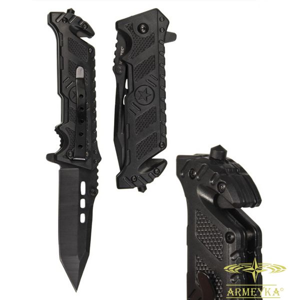Нож тактический складной, automesser черный сталь Mil-Tec Германия 15319600 фото