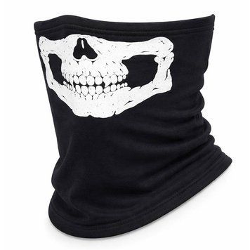 Баф skull VI (білий принт), стрейч кулір+фліс, чорний. UA
