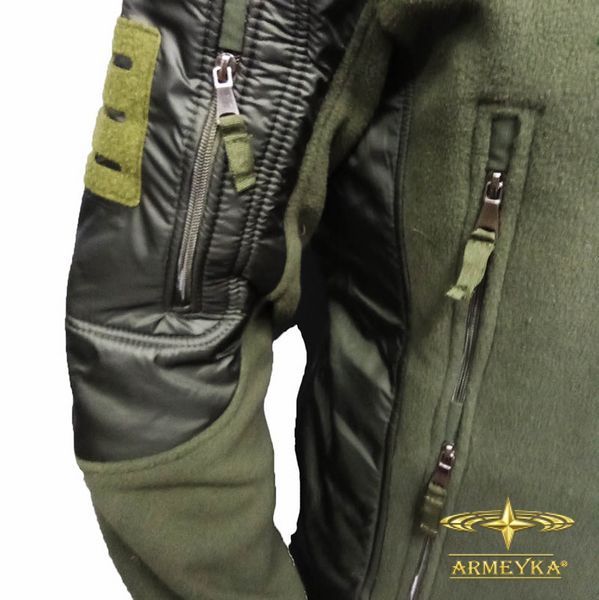 Тактична флісова кофта з капюшоном із вставками Softshell, олива. UA.