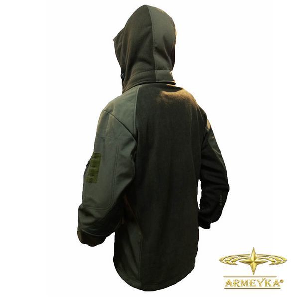 Тактична флісова кофта з капюшоном із вставками Softshell, олива. UA.