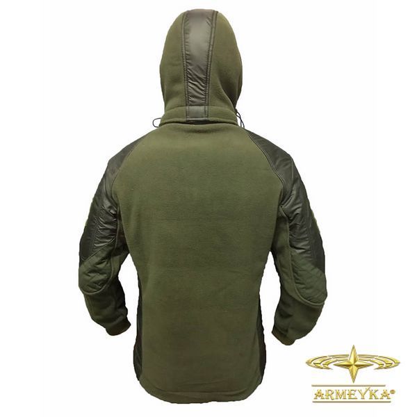 Тактична флісова кофта з капюшоном із вставками Softshell, олива. UA.