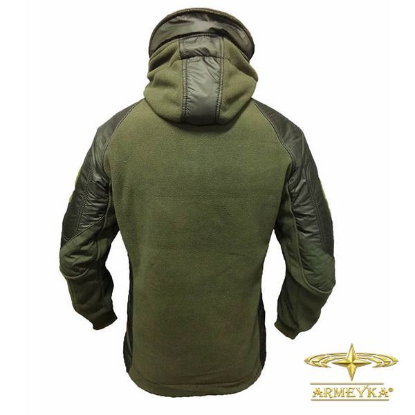 Тактична флісова кофта з капюшоном із вставками Softshell, олива. UA.