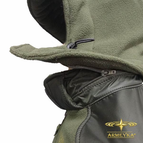 Тактична флісова кофта з капюшоном із вставками Softshell, олива. UA.