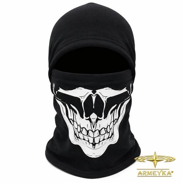 Балаклава skull v (белый принт) черный пенье/стрейч-коттон UA