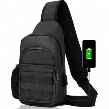 Сумка тактична з USB-роз&rsquo;ємом, Dolcey, oxford,чорна. PRC