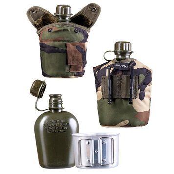 Фляга usa в термочехле, с кружкой woodland пищевой пластик Mil-Tec Германия