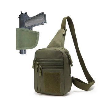 Сумка тактична Sling bag Multifunctional зі прихованим носінням зброї, олива, Оксфорд, PRC