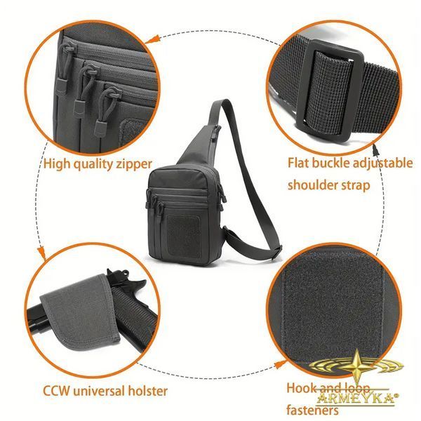Сумка тактическая sling bag multifunctional с скрытым ношением оружия multicam оксфорд PRC