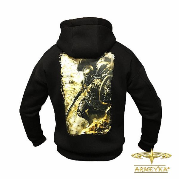 Спортивна кофта Tactical Hoodie з принтом "Spartan Warrior", чорна UA