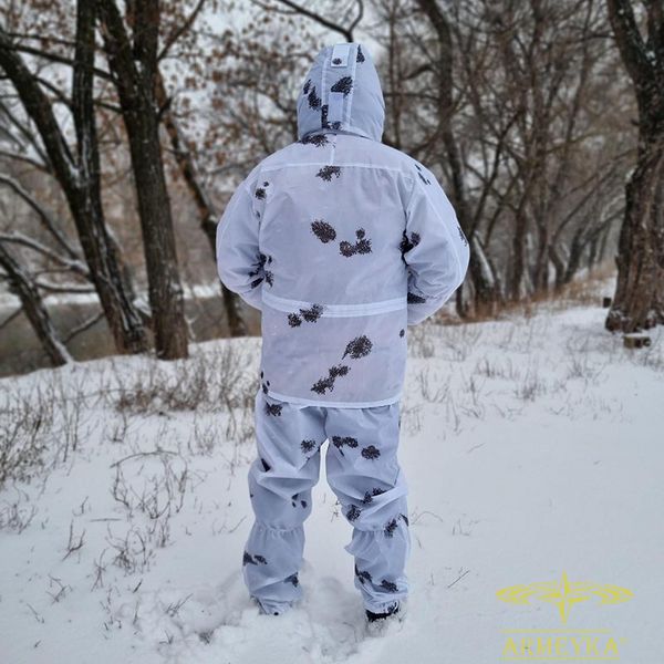 Маскировочный костюм зимний (с кавером на шлем) клякса полиэстер waterproof UA 107640 фото