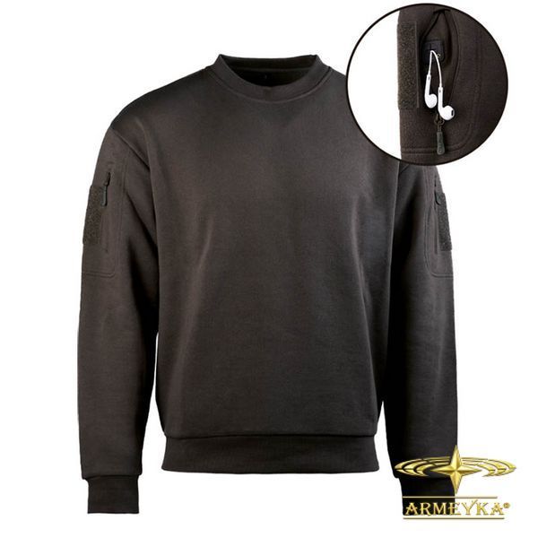 Кофта, tactical sweatshirt round neck, чорний. MilTec Німеччина.