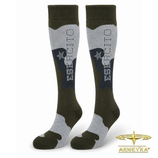 Носки esercito, удлиненные olive camo 97% polyester 3% elastane Италия