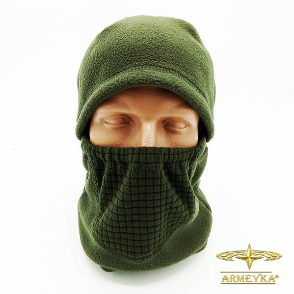 Балаклава баф/подшлемник с вставкой grid fleece олива флис UA