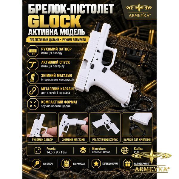 Брелок модель пістолета Glock (активна), рожевий. PRC