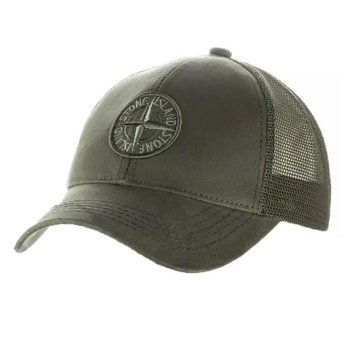 Бейсболка stone island, с сеткой олива 100% cotton UA