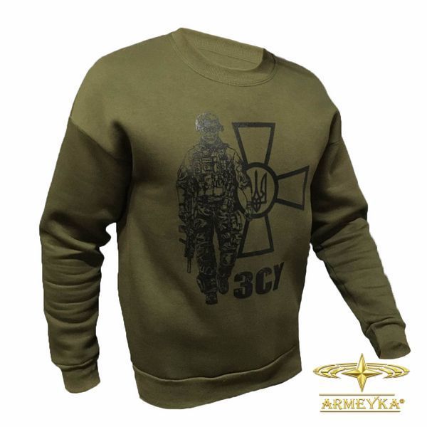Спортивна кофта Tactical Hoodie з принтом &laquo;ЗСУ&raquo;, олива UA