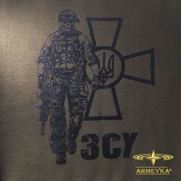 Спортивна кофта Tactical Hoodie з принтом &laquo;ЗСУ&raquo;, олива UA